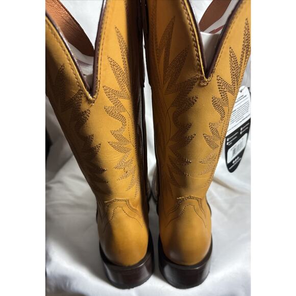 Dan Post Selena Boots Women’s Size 7 Golden Yellow Leather Square Toe NIB NEW - Picture 9 of 10